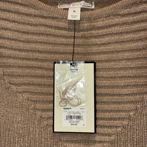 Dana Buchman Sweater 1/2 Sleeve Knit Tan Gold Shimmer Womens Size Small NWT NEW - Picture 8 of 9